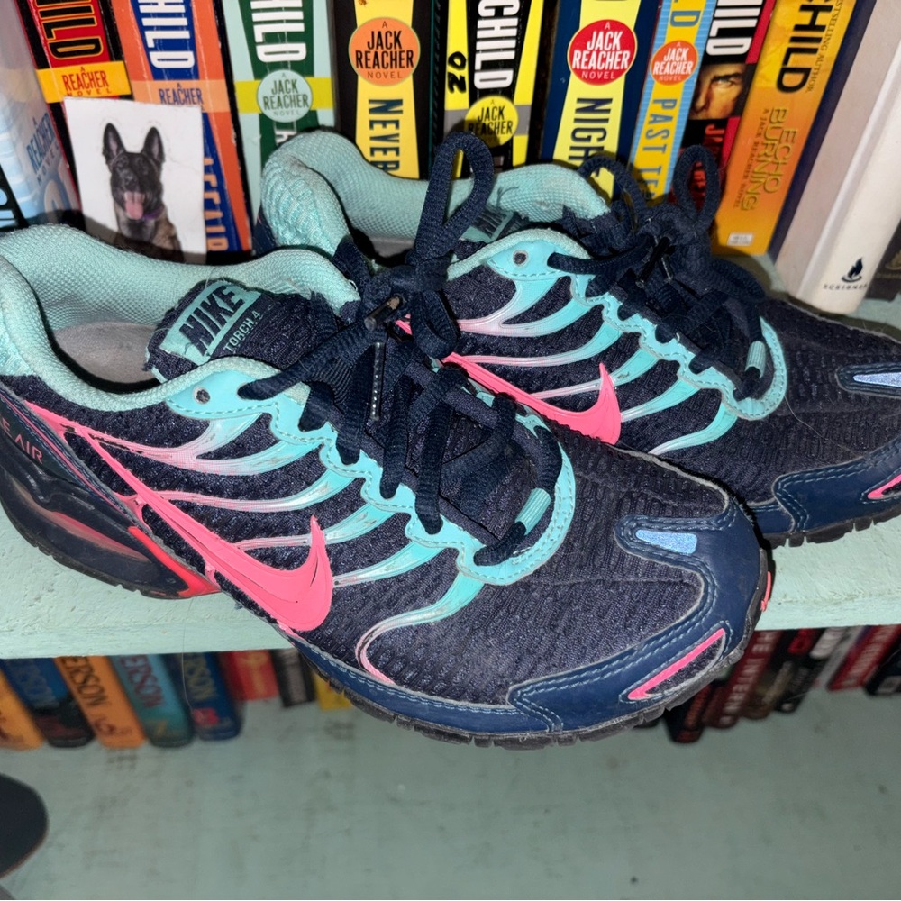 Nike Women's Sneakers - Navy, Pink, and Aqua